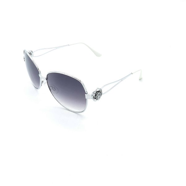 Óculos de Sol Prorider Prata Detalhado com Lente Degradê Fumê - RM6043FD