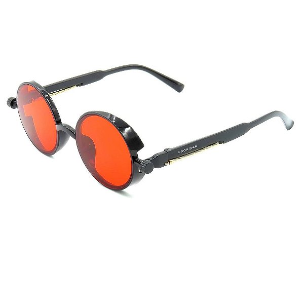 Óculos de Sol Prorider Preto Detalhado com Lente Fumê Vermelha - DNEB1545
