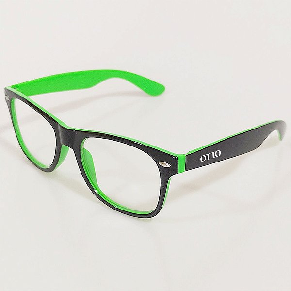 Óculos de Grau Otto Wayfarer Preto e Verde