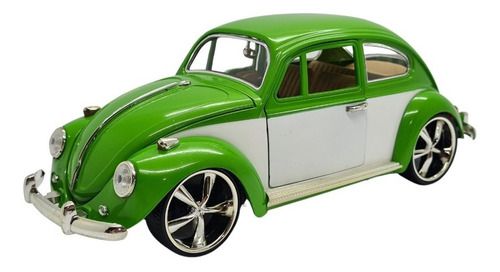 Miniatura Volkswagen Fusca Bicolor Rebaixado Metal 1:18