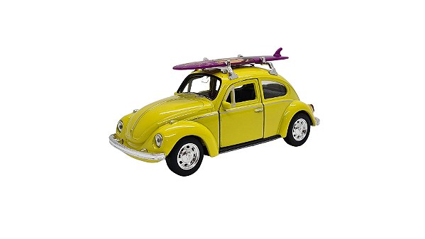 Miniatura Volkswagen Fusca Surf Welly Amarelo 1:32