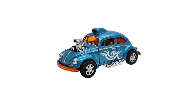Miniatura Volkswagen Fusca Custom Dragrace Azul 1:32