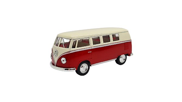 Miniatura Volkswagen Kombi 1962 Classic Vermelho e Bege 1:32