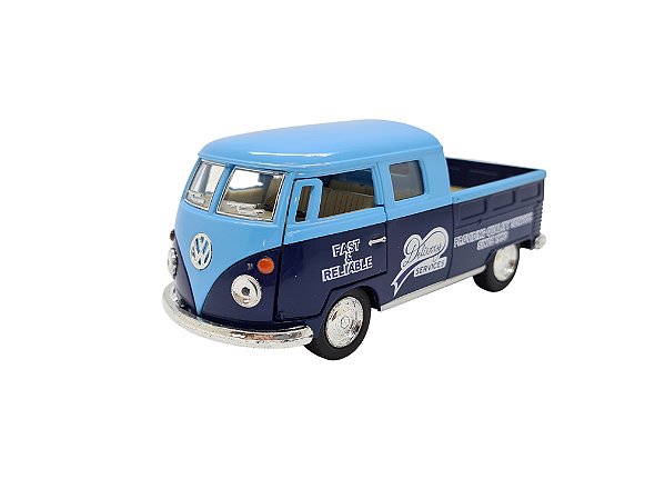 Miniatura Volkswagen Kombi 1963 Double Cab Pickup Azul 1:32
