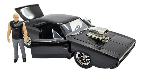 Miniatura Dodge Charger Rt Preto Velozes Boneco Toreto 1:24