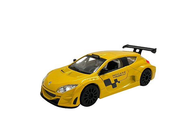 Miniatura Renault Megane Amarelo Acende Luz e Som 1:32