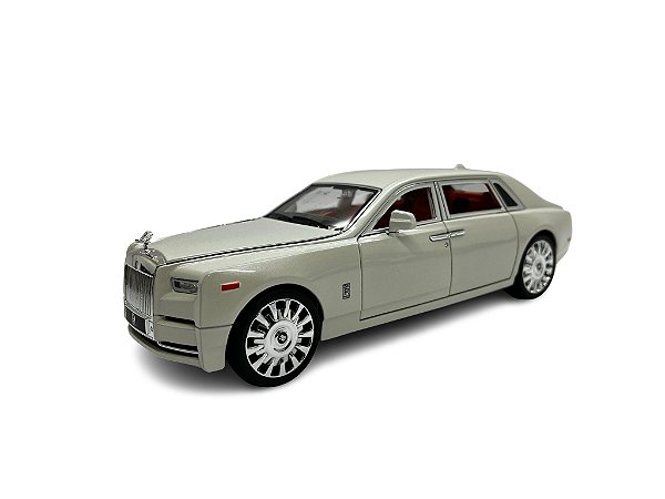 Miniatura Rolls Royce Branco Acende Luz e Som 1:24