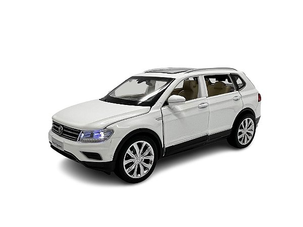 Miniatura Volkswagen Tiguan Branco Acende Luz e Som 1:32