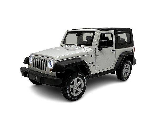 Miniatura Jeep Wrangler Branco Acende Luz E Som Metal 1:32