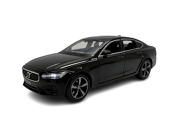 Miniatura Volvo S90 Preto Acende Luz e Som 1:32