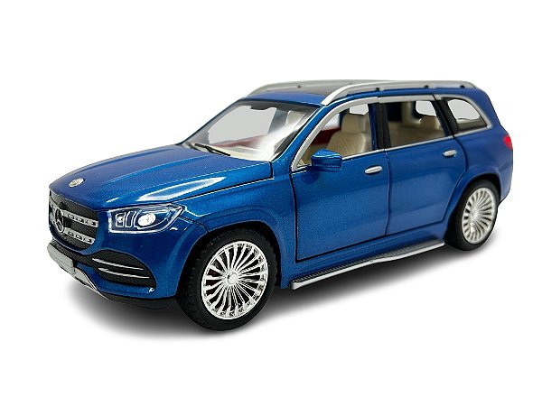Miniatura Mercedes Benz GLS 580 Azul Acende Luz e Som 1:24
