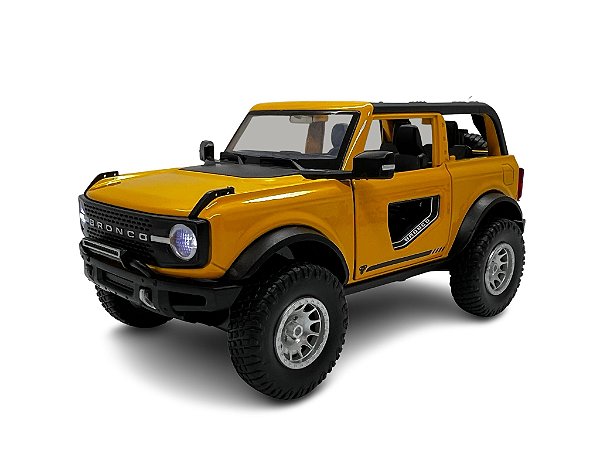 Miniatura Ford Bronco Amarelo Acende Luz e Som 1:32