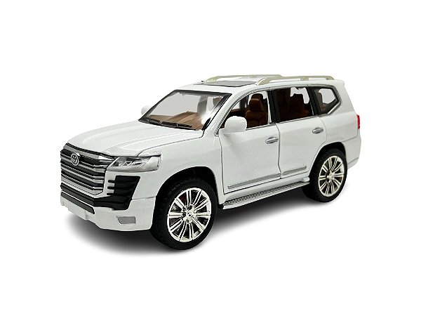 Miniatura Toyota Land Cruiser Branco Acende Luz e Som 1:24