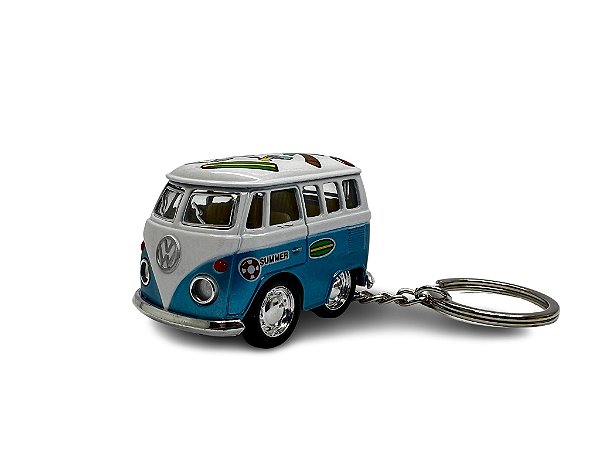 Miniatura Chaveiro Volkswagen Kombi Summer Azul Metal 1:64