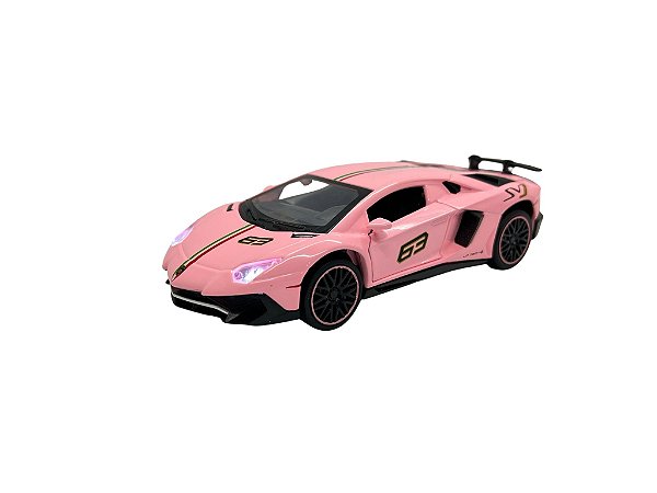 Miniatura Lamborghini LP780-4 SVJ Rosa Acende Luz e Som 1:32