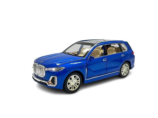 Miniatura BMW X7 Azul Acende Luz e Som Metal 1:24