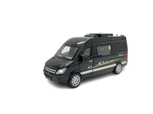 Miniatura Mercedes Benz Sprinter Preto Acende Luz E Som 1:32