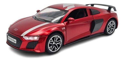 Miniatura Audi R8 V10 Plus Vermelho Acende Luz E Som 1:32