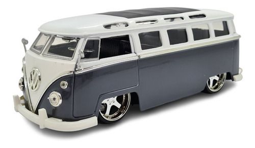 Miniatura Volkswagen Kombi 1962 Rebaixado Cinza Jada 1:24