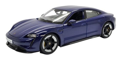 Miniatura Porsche Taycan Turbo S Azul Metal Burago 1:24
