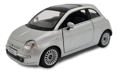 Miniatura Fiat 500 Prata Metal 1:28