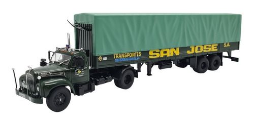 Miniatura Caminhão Articulado Carreta Mack B61 Verde 1:43
