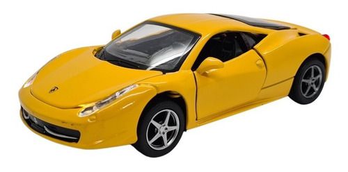 Miniatura Ferrari 458 Amarelo Acende Luz E Som 1:32