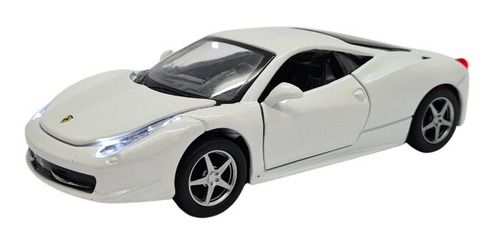 Miniatura Ferrari 458 Branco Acende Luz E Som 1:32