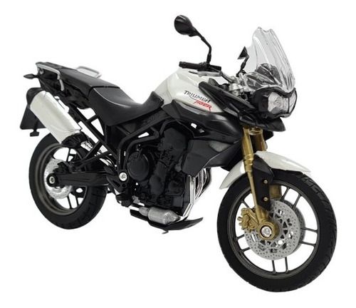 Miniatura Moto Triumph Tiger 800 Branco Welly 1:18