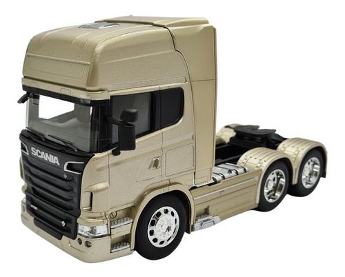 Miniatura Caminhão Scania R730 V8 Truck Dourado Metal 1:32
