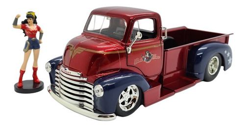 Miniatura Chevy Pickup Mulher Maravilha C/ Boneco 1:24
