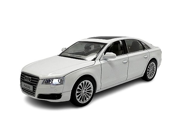 Miniatura Audi A8 Branco Acende Luz E Som Metal 1:32