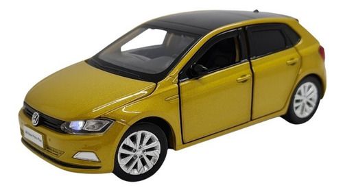 Miniatura Volkswagen Polo Dourado Metal Acende Luz/som 1:32