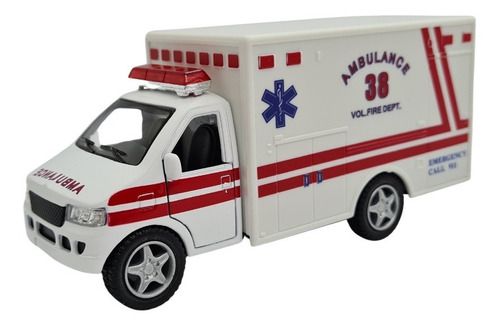 Miniatura Ambulância Branco Metal 1:38