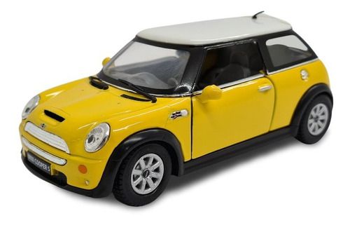 Miniatura Mini Cooper S Amarelo Metal 1:28