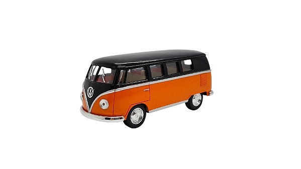 Miniatura Volkswagen Kombi 1962 Classic Preto E Laranja 1:32