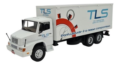 Miniatura Caminhão Mercedes Benz 1618 Truck Baú Branco 1:43