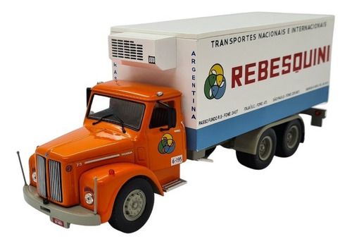 Miniatura Caminhão Scania L75 Laranja Jacaré Truck Baú 1:43
