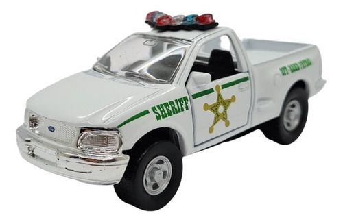 Miniatura Ford F 1998 Sheriff Policia Branco Metal 1:46