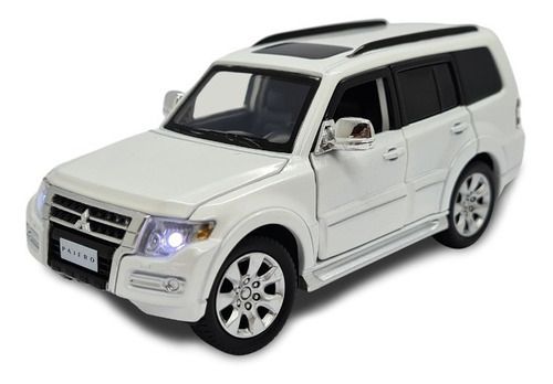 Miniatura Mitsubishi Pajero Full Branco Acende Luz/som 1:32
