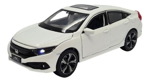 Miniatura Honda Civic 2018 Branco Acende Luz/som Metal 1:32