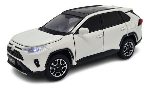 Miniatura Toyota Rav4 Branco Liga Som E Luz Metal 1:32