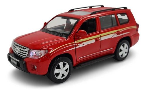 Miniatura Toyota Land Cruiser Vermelho Acende Luz/som 1:34