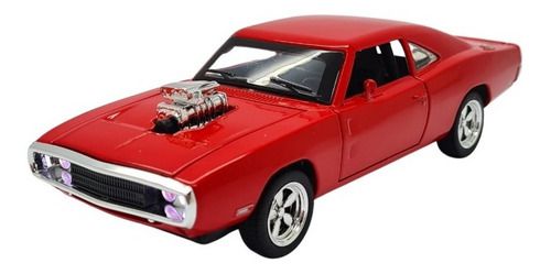 Miniatura Dodge Charger Rt Vermelho Acende Luzsom Metal 1:32