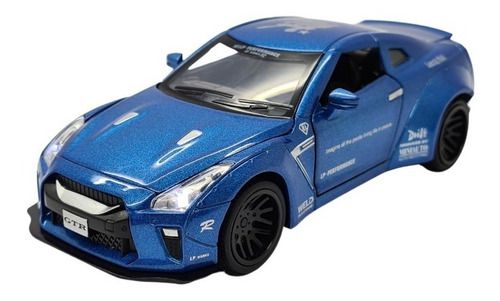 Miniatura Nissan Gtr Liberty Walk Azul Acende Luz/som 1:32