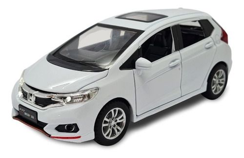 Miniatura Honda Fit Branco Metal Acende Luz E Som 1:28