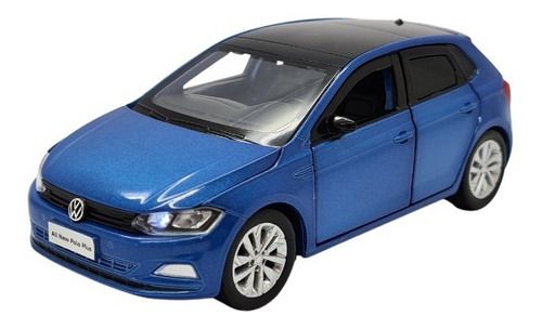 Miniatura Volkswagen Polo Azul Metal Acende Luz E Som 1:32