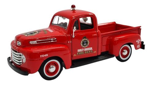 Miniatura Ford F1 Pickup 1948 Fire Harley Davidson 1:24
