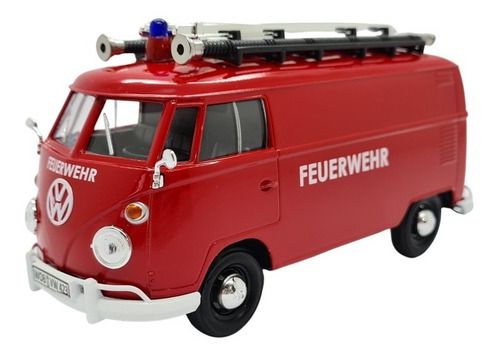 Miniatura Volkswagen Kombi Bombeiros Fire Metal 1:24