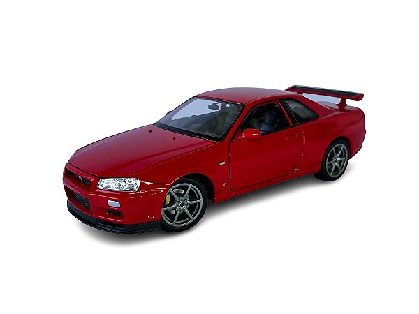 Miniatura Nissan GTR R34 Skyline Vermelho Metal 1:24